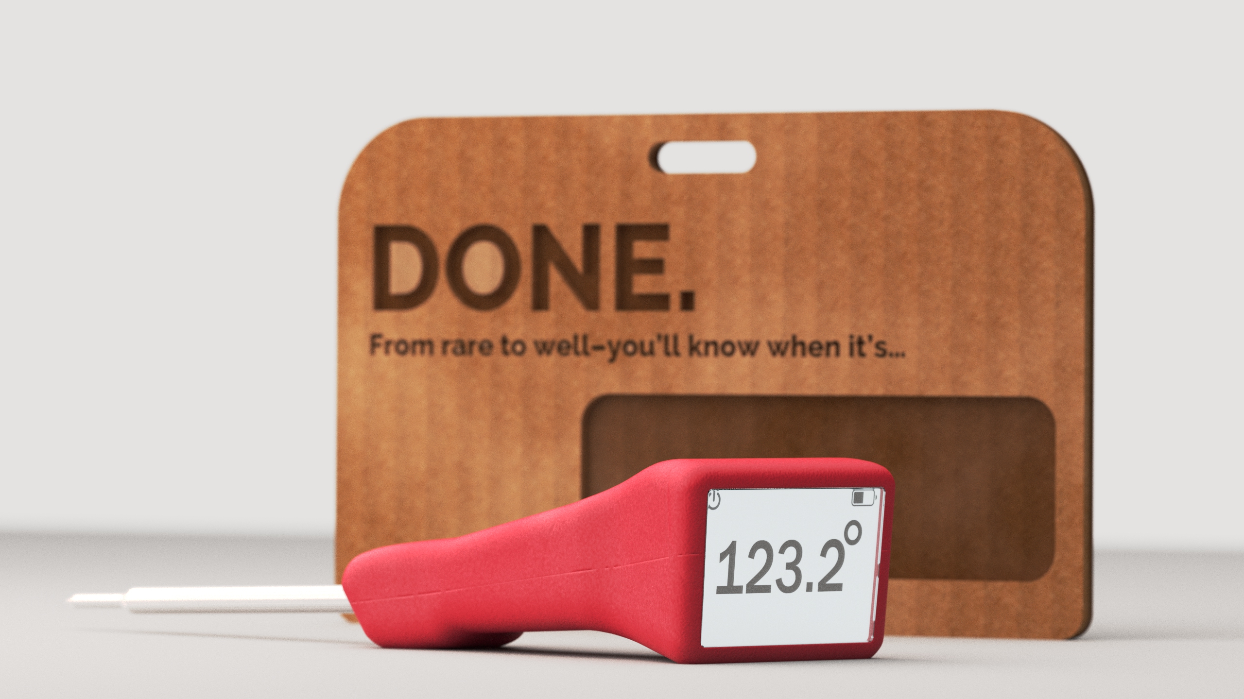 DONE. packaging render — product and kraft hang card together