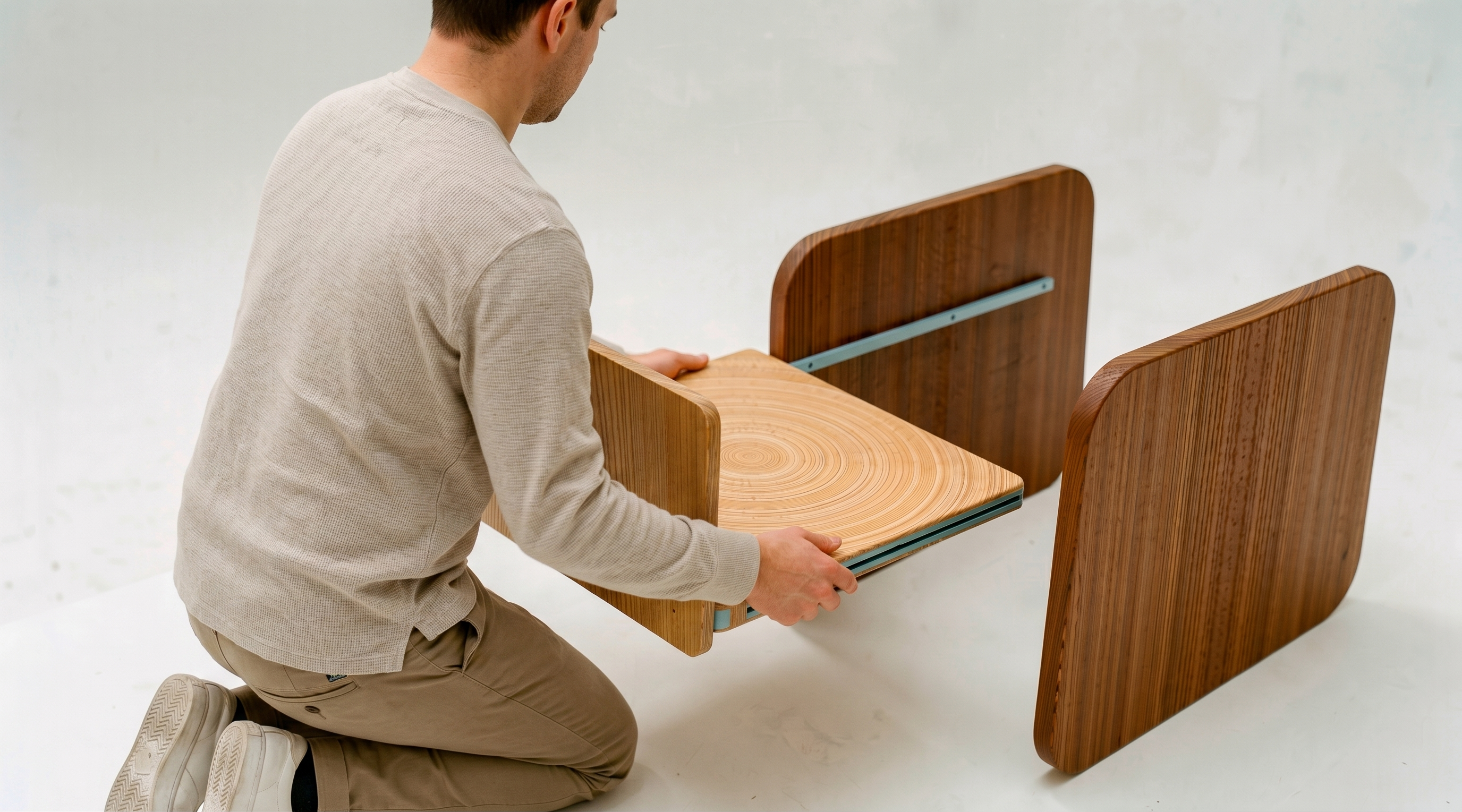 Sliding the seat panel into the bracket track